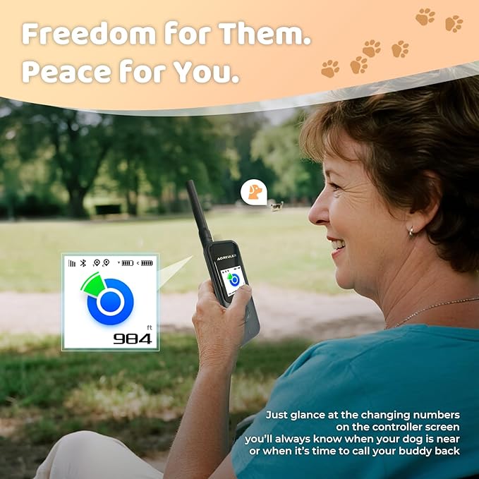 Aorkuler Outdoor GPS Dog Tracker for No-Signal Areas - Outdoor Pet Locator Finder Tracker, Real-Time Tracking for Hiking/Walking/Camping, Works in Remote Wilderness/Farms/Large Parks