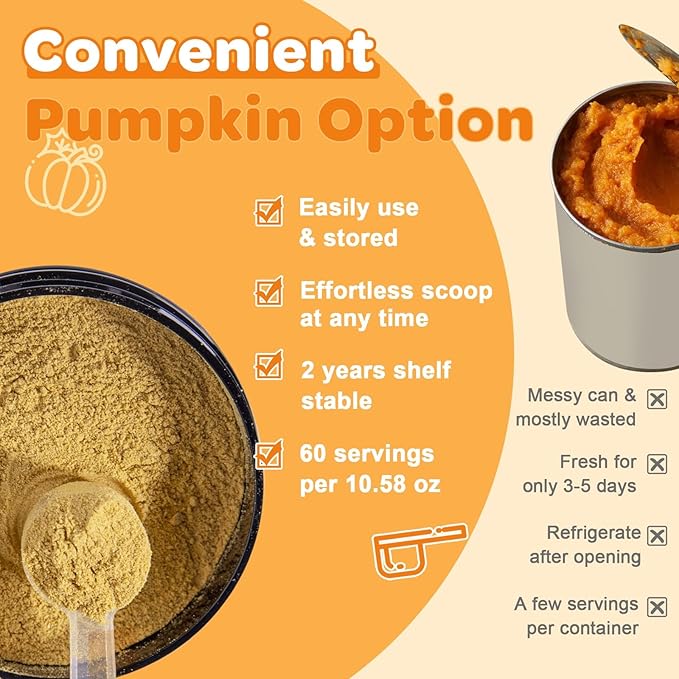 ZEBORA Pumpkin for Dogs - Natural Fiber for Dogs and Cats, Apple, Dog Probiotics for Digestive Health, Support Firm Stool, Diarrhea, Constipation, Add Water to Make Pumpkin Puree for Dogs, 10.58 oz