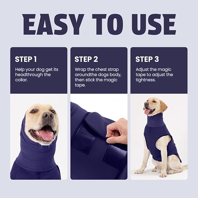 Dog Anxiety Vest and Coat, Skin-Friendly Anxiety Calming Hoodie with Ear Wrap, Dog Jacket for Thunder, Fireworks, Travel, Vet Visits and Separation - Keep Pet Calm Without Medicine & Training