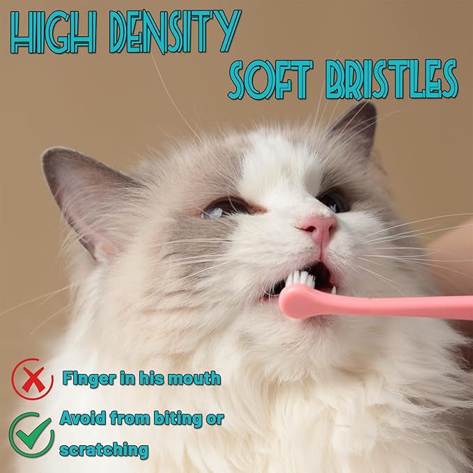 E.M&S.T by Emmeliestella Small Dog & Cat Toothbrush Micro Head, Cat Dental Care, Pets Toothbrush, Oral Hygiene, Easy to Handle, Deep Clean, Soft Bristles, Multi-Angle, Round&Pointed Toothbrush, 5 PCS