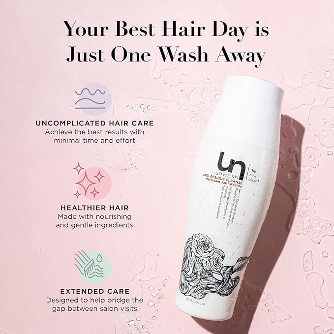Unwash Anti Residue Hair Cleanser: Gentle pH Balanced Clarifying Shampoo, Removes Build-up, Moisture Balancing, Hair Detox