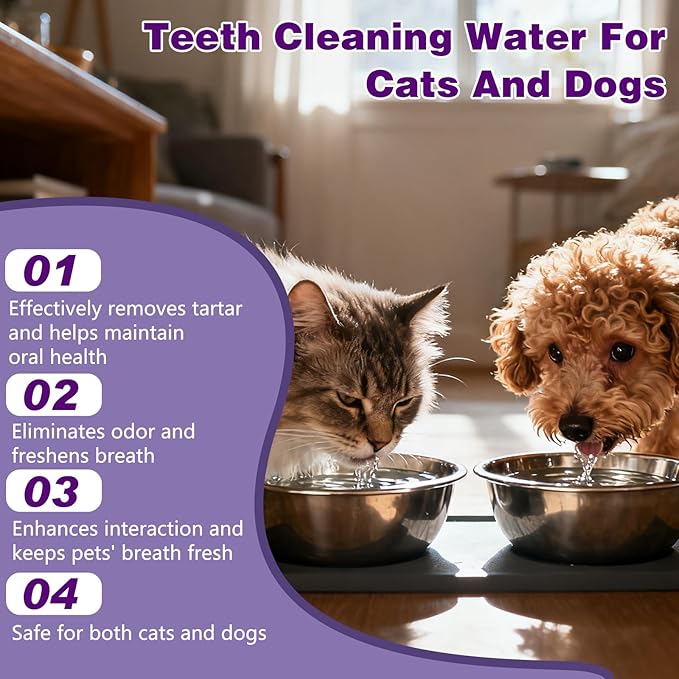 Dental Plus,Natural Odorless,Flavorless Formula to Fight Tartar,for Dental Water Additive,Promote Healthy Gums & Freshen Breath Easy Daily Use for All Pet