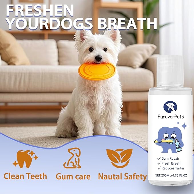 Fureverpets Dental Water Additive,Water Additive for Dogs Teeth, 13.52 floz Odorless & Flavorless Formula to Fight Tartar,Easy Daily Use for All Pet