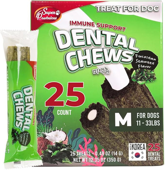 SuperPaw Dental Chews for Dogs - Healthy Dog Dental Treats for Teeth and Gums, Natural Chew Toy Alternative, Teeth & Gum Cleaning - Medium, Seaweed, Pack of 1