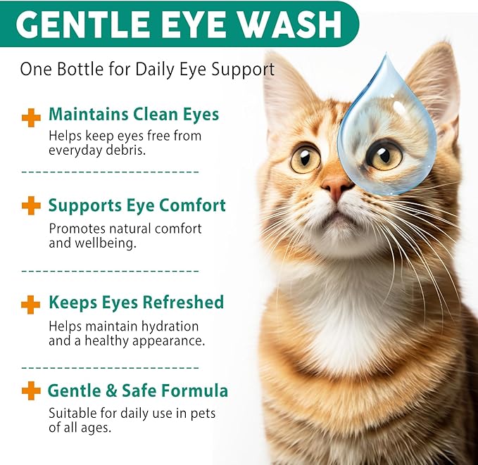 Pet Dog Eye Drops, Eye Drops for Dogs & Cats, Eye Drops and Wash for Pets, Soothes Irritation, Moisturizes Dry Eyes, Safe & Gentle Formula Daily Pet Care 100ml