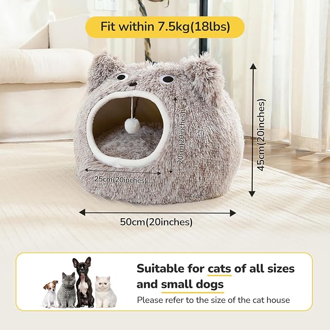 CATISM Cat Bed - Cat Beds for Indoor Cats, Soft Plush Cats Cave, Washable Cave for Kitty