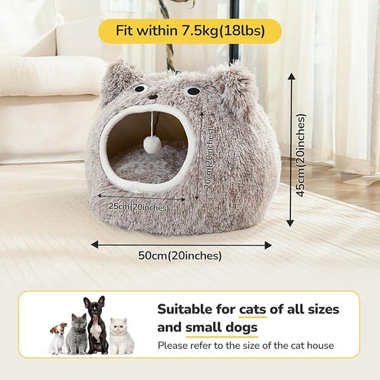 CATISM Cat Bed - Cat Beds for Indoor Cats, Soft Plush Cats Cave, Washable Cave for Kitty