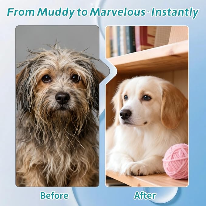 6 PCS Rinse Free Dog Shampoo Mitts, Waterless Dog Shampoo Mitts, Hypoallergenic Pet Bath Wipes Perfect for Dogs, Suitable for Daily Care and Travel