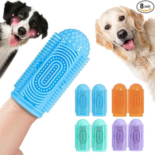 Dog Toothbrush Finger Toothbrush Dogs Tooth Brushing Kit 8 Pack Dogs Finger Toothbrushes for Dog Teeth Cleaning& Dental Care Doges Tooth Brush Pet Toothbrush