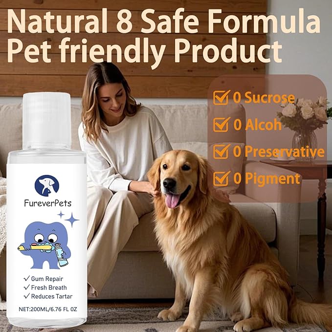 Fureverpets Dental Water Additive,Water Additive for Dogs Teeth, 13.52 floz Odorless & Flavorless Formula to Fight Tartar,Easy Daily Use for All Pet