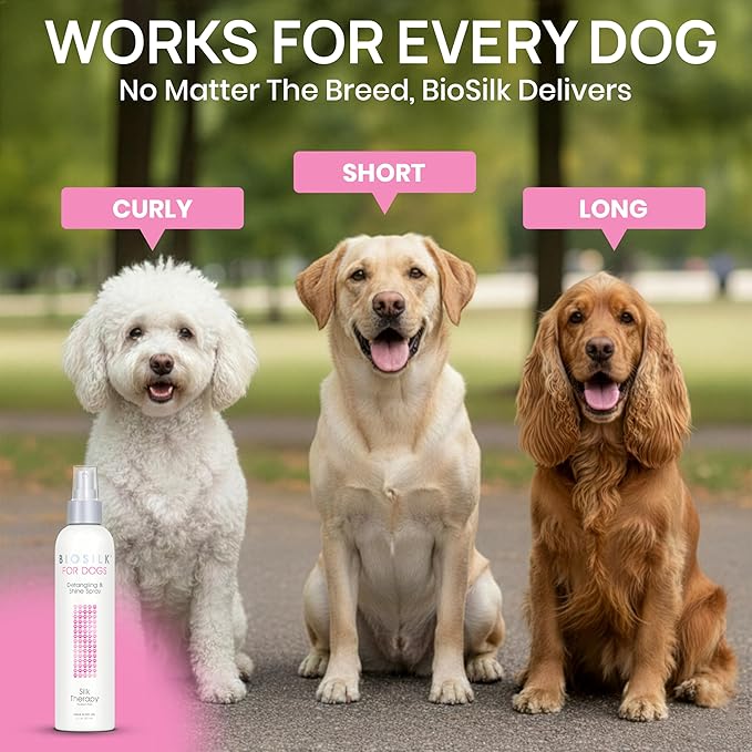 BioSilk Therapy Detangling Plus Shine Protecting Mist for Dogs | Best Detangling Spray For All Dogs and Puppies