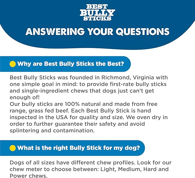 Best Bully Sticks Odorless 4-8 Inch Bully Sticks for Dogs - 8 oz (Pack of 1) - Natural Grass-Fed Beef, No Rawhide, Grain and Odor Free Chew Treat - Small, Medium, Large Breeds, Puppies