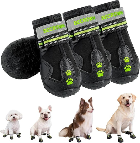 Dog Shoes&Dog Boots for Small,Medium,Large Dogs,Waterproof Non-Slip Shoes for Winter&Hiking,Adjustable Paw Protection, for Dogs(#7(Width 2.95inch) for 66-77 lbs)