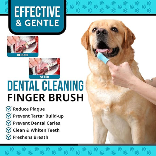 Dog Finger Toothbrush – Soft Silicone Finger Brush for Dogs & Puppies – Gentle Dental Care for Pets – Easy-to-Use Dog Toothbrush for Small, Medium & Large Breeds (Blue)