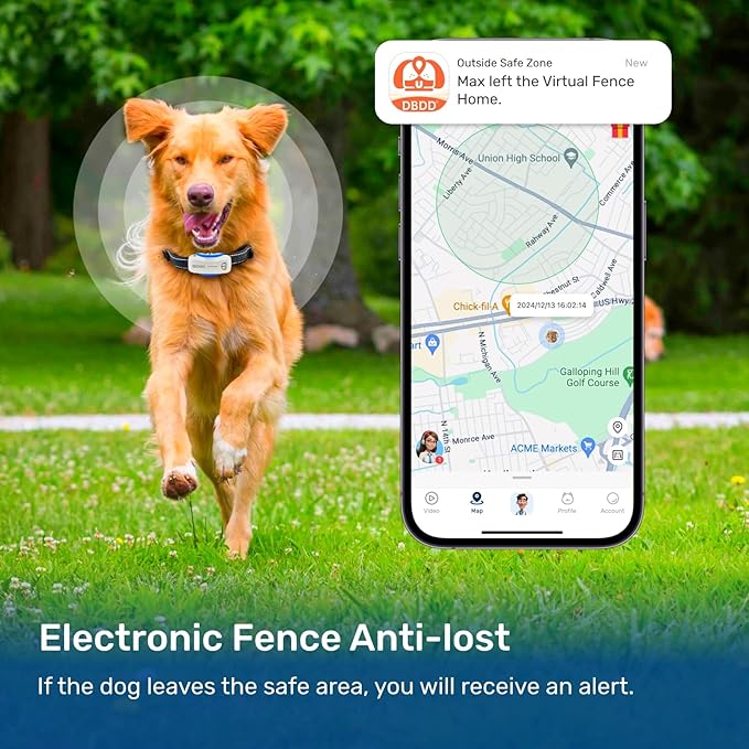 AI GPS Tracker for Dogs (30lbs+), Real Time Location and AI Vet Health Management, Electronic Fence, Waterproof, iOS and Android Universal（White）