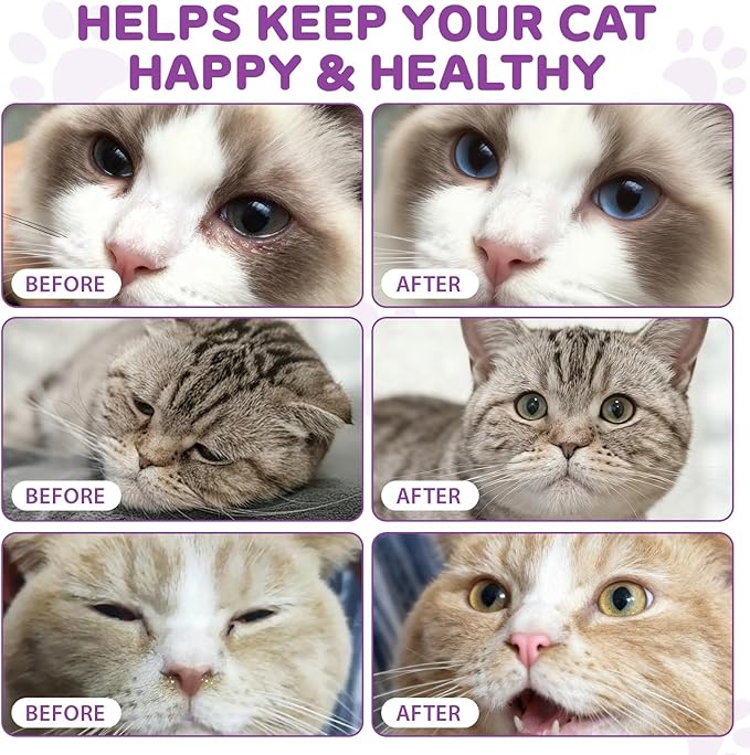 Cat L-Lysine Supplement for Immune & Respiratory Support 60ml, Support for Sneezing, Runny Nose & Eye Function, L-lysine Drops Roast Chicken Flavor.