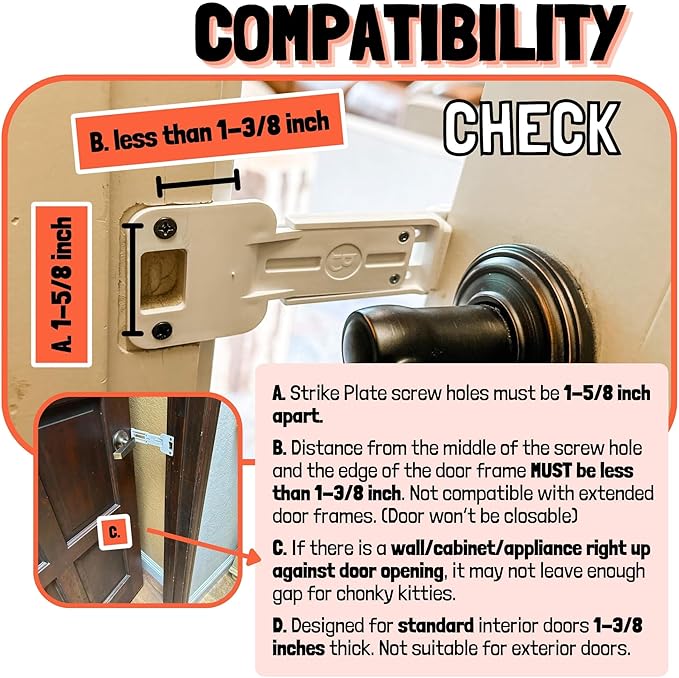 Door Buddy Door Prop for Cats - Easiest Cat Door Latch Holder to Keep Interior Door Open for Pets - Dog Proof Cat Feeding Station & Litter Box - Strong & Portable Door Stopper & Pet Gate Alternative
