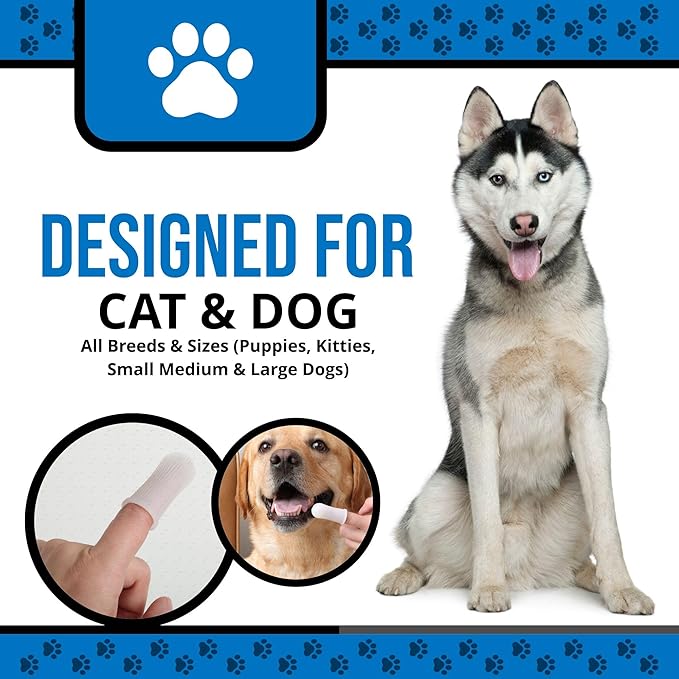 Dog Finger Toothbrush – Soft Silicone Finger Brush for Dogs & Puppies – Gentle Dental Care for Pets – Easy-to-Use Dog Toothbrush for Small, Medium & Large Breeds (Pink/White)