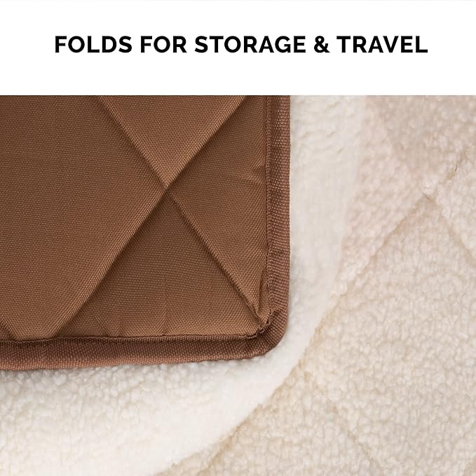 Furhaven Dog Bed for Small Dogs & Indoor Cats, 100% Washable, Sized to Fit Crates - Sherpa Fleece Bolster Crate Pad - Cream, Small