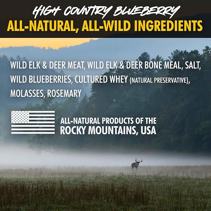 High Country Wild Blueberry Elk & Venison Dog Training Treats - Natural Grain-Free Puppy & Dog Snacks - Protein Treat for Training, Reward (4 Ounce (Pack of 3), Blueberry)