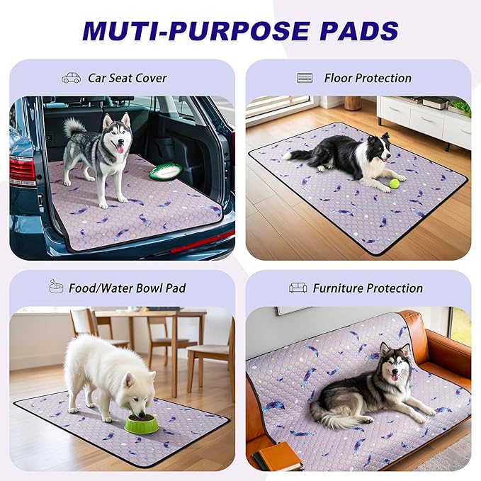 Washable Pee Pads for Dogs, 2Pack Reusable Puppy Pads, Super Absorbent & Leakproof Dog Pads, Anti-Slip Dog Pee Pads for Puppy Training & Incontinence, Feather Pattern 36"x36"