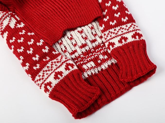 Lanyarco Red Christmas Dog Sweater Holiday Festive Reindeer Clothes Outfit Sweaters for Small Dogs, Small (S) Size 12"