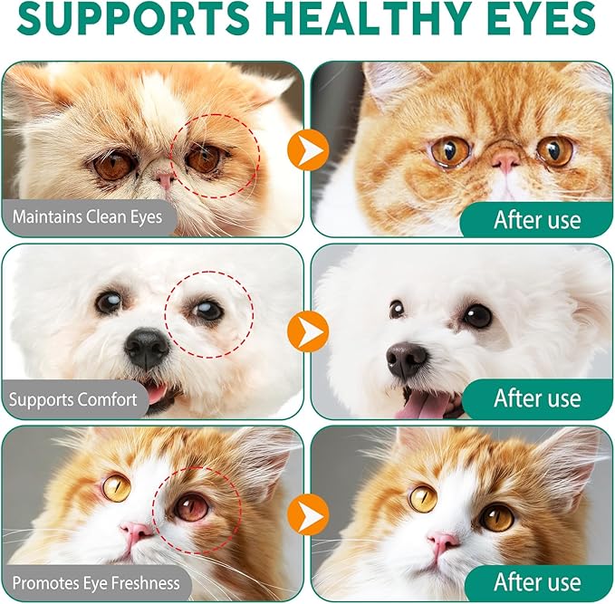 Pet Dog Eye Drops, Eye Drops for Dogs & Cats, Eye Drops and Wash for Pets, Soothes Irritation, Moisturizes Dry Eyes, Safe & Gentle Formula Daily Pet Care 100ml