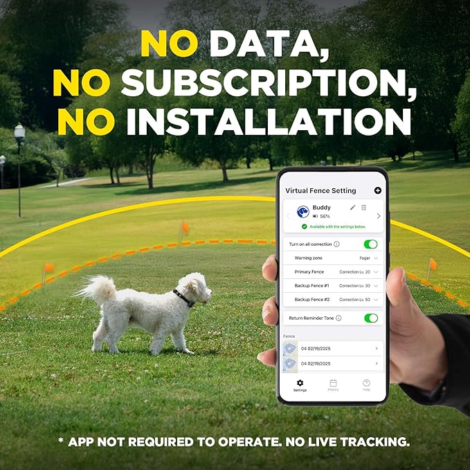 Dogtra GPS Fence – No Subscription, Custom Wireless Dog Fence with App, Smart Guidance & Return Reminder Tone/Vibration/Correction, IPX9K Waterproof Rechargeable Collar, Safe Freedom for Dogs 15 Lbs+