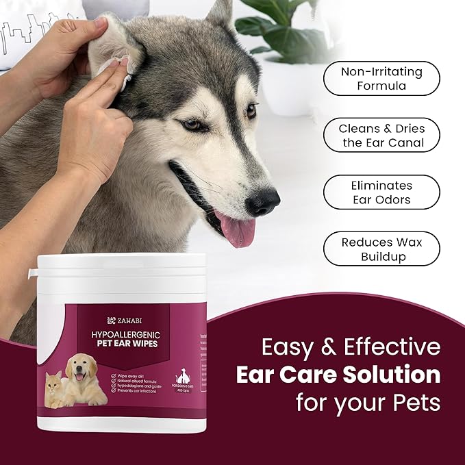 ZAHABI 3-in-1 Pet Wipes for Dogs & Cats, Hypoallergenic Eye, Ear & Teeth Cleaning Wipes, 100 Eye + 50 Ear & 50 Teeth Wipes, Tear Stain Remover, Ear Wax Cleaner, Breath Freshener, Pet Grooming Wipes