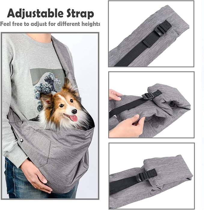 ARELLA Dog Sling Carrier for Small and Medium Dogs 10-17 lbs with Comfortable Adjustable Padded Shoulder Breathable Mesh for Travel Hands Free Daily Walk Outdoor Activities PDS08G
