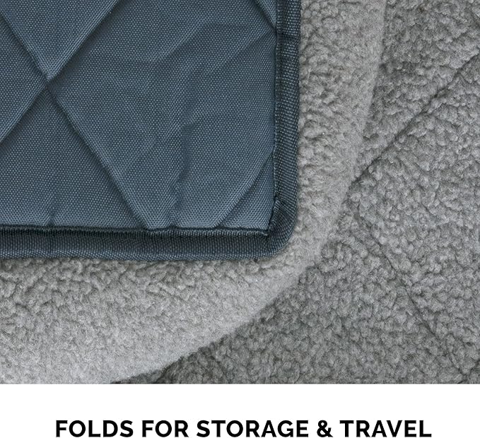 Furhaven Dog Bed for Small Dogs & Indoor Cats, 100% Washable, Sized to Fit Crates - Sherpa Fleece Bolster Crate Pad - Gray, Small