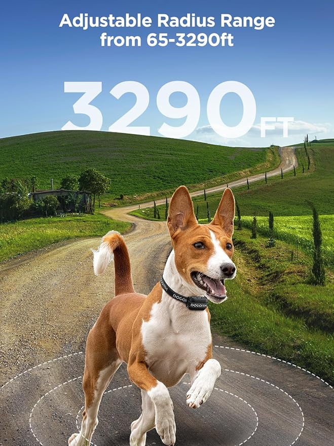 Wireless Dog Fence, GPS Dog Collar with 3 Warning Modes, Pet Containment System with Real-time Signal Updates, Electric Dog Fence Collar with Wide Adjustable Range for Most of Dogs