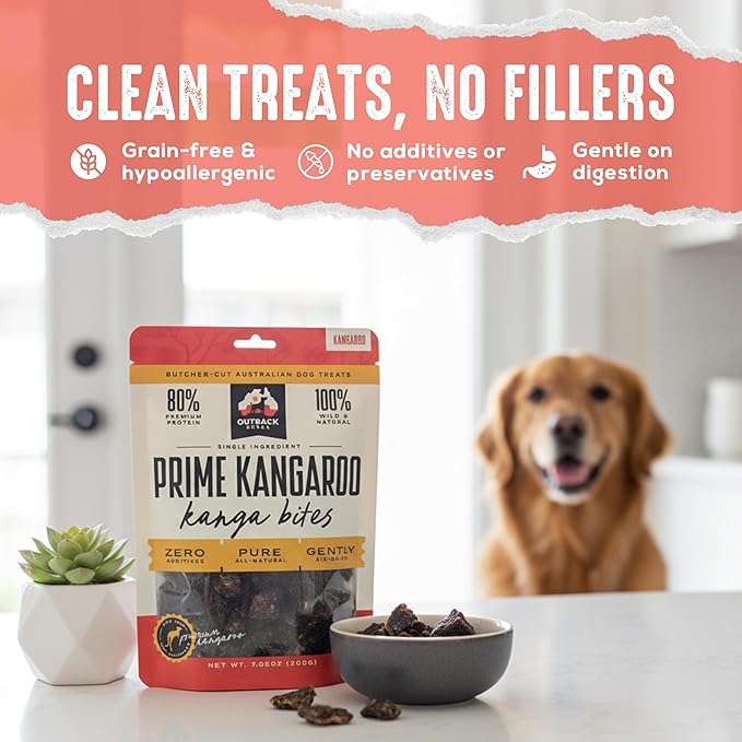 | Prime Kangaroo Dog Treats Kanga Bites | Single Ingredient Air Dried Natural Jerky Bites (7.05 oz)
