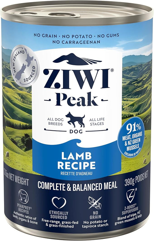 ZIWI Peak Canned Wet Dog Food – All Natural, High Protein, Grain Free, Limited Ingredient, with Superfoods (Lamb, Case of 12, 13.75oz Cans)