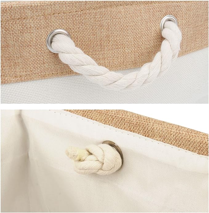 Dog Toy Box Storage Basket Bin with Personalized Custom Pet's Name Collapsible Rectangular Storage Bag For Organizing Dogs cat Clothes，Shoes，Pet Accessories (Beige, M)