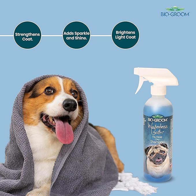 Bio-Groom Waterless Dog Shampoo - Tearless, No-Rinse, Dog Bathing Supplies, Puppy Wash, Cat Grooming Supplies, Cruelty-Free, Product Made in USA, Dry Shampoo Spray - 16 fl oz 1-Pack