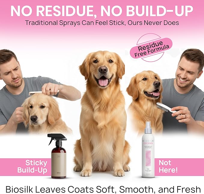 BioSilk Therapy Detangling Plus Shine Protecting Mist for Dogs | Best Detangling Spray For All Dogs and Puppies