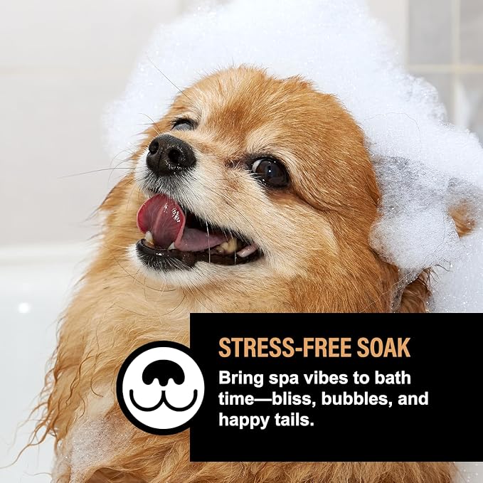 Dog Shampoo Alternative – Oatmeal & Honey Puppy Bubble Bath with Autumn Scent – Natural Gentle Dog Wash – Halloween Dog Gift - 12 Baths (Amber Sandalwood)