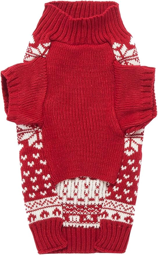 Lanyarco Red Christmas Dog Sweater, Reindeer Holiday Festive Xmas Dog Christmas Sweaters for Medium Large Dogs, Back 19.5" (XL) Size