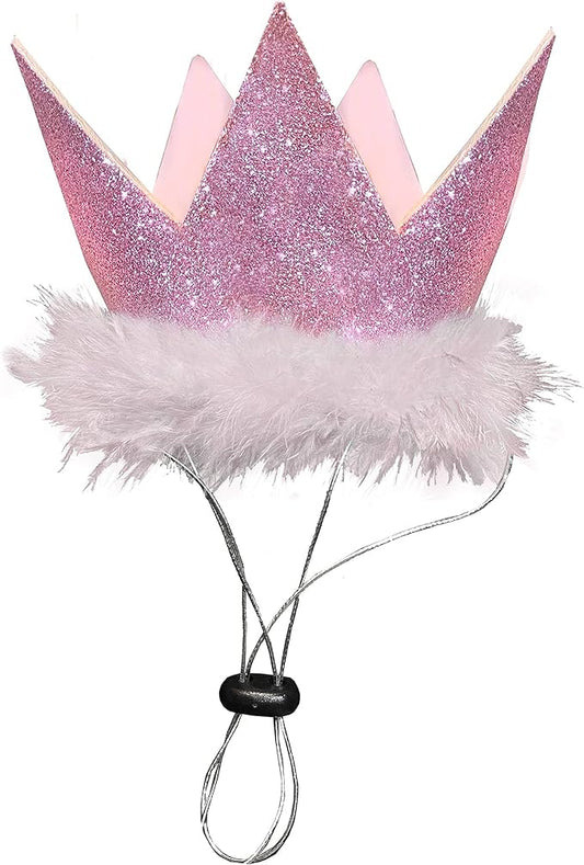 Huxley & Kent Pet Party Crown – SnugFit Glitter Hat for Dogs & Cats – Party Wear with Adjustable Straps – Pink, Small