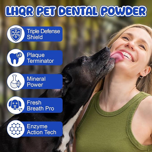 Dog Dental Powder for Fresher Breath - Dog Teeth Cleaning Powder Natural Plaque & Tartar Support with Probiotics & Enzymes lab co, Oral Care Supplement for Pet 160g
