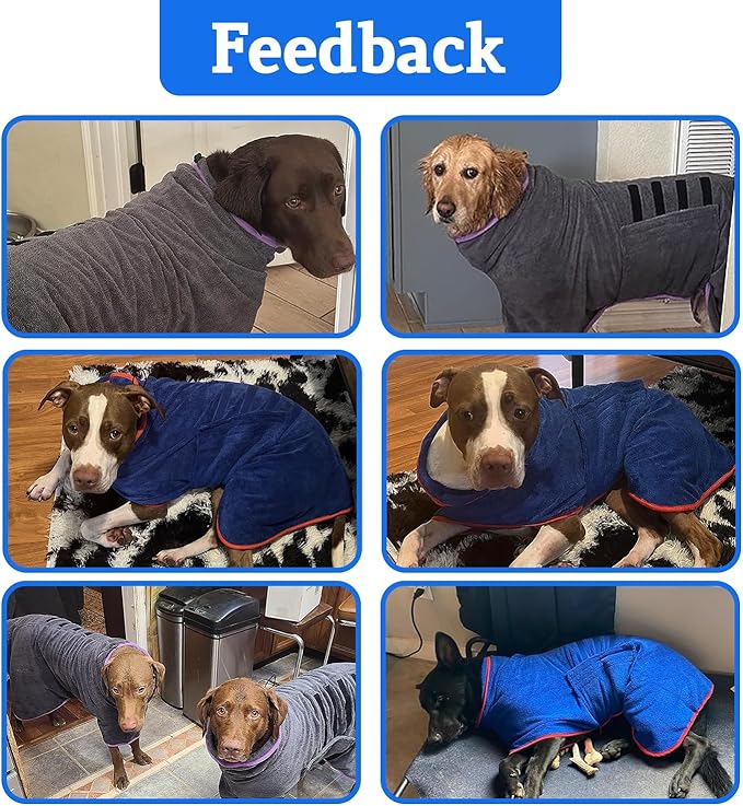 Dog Robe - Fast Drying Towel - Microfiber Super Absorbent Pet Bathrobe, Adjustable Collar & Belly Strap (Pink, X-Large)