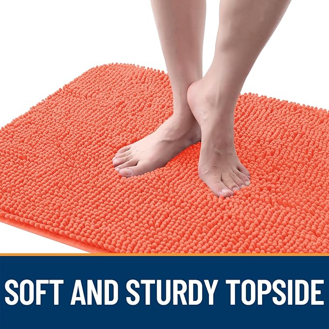 OLANLY Dog Door Mat for Muddy Paws 45x27, Absorbs Moisture and Dirt, Absorbent Non-Slip Washable Doormat, Quick Dry Chenille Mud Mat for Dogs, Entry Indoor Entryway Carpet for Inside Floor, Coral