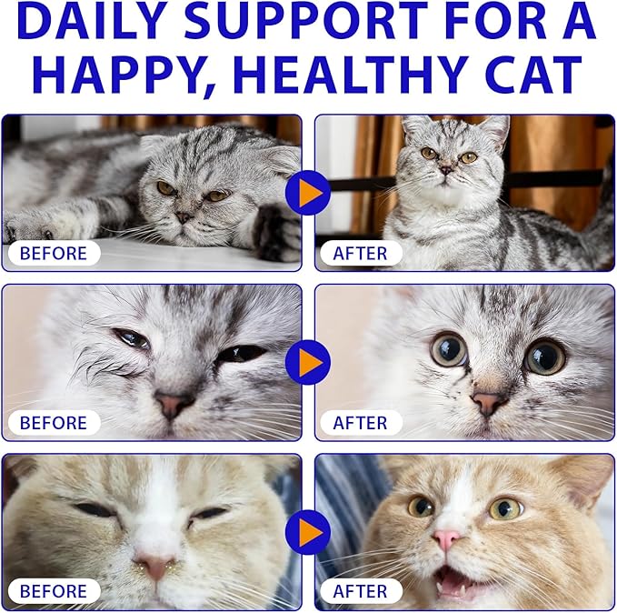 Lysine for Cats, L-Lysine for Cat Immune Support, Allergy Relief, Sneezing & Runny Nose, with Colostrum, Taurine, Vitamins - Roast Chicken Flavor - 60ml/2oz