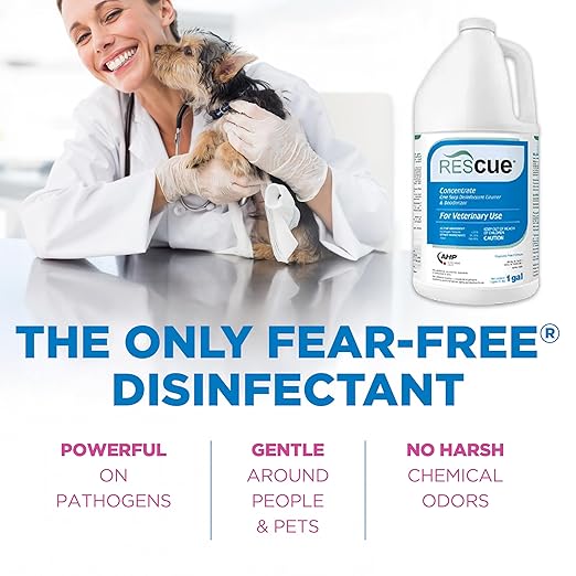 REScue One-Step Disinfectant Cleaner & Deodorizer – For Veterinary Use, Animal Shelters, Pet Foster Homes, Kennels, Litter Box, Pet Grooming Surfaces – Sanitizing Concentrate, 1 Gallon (4 Pack)