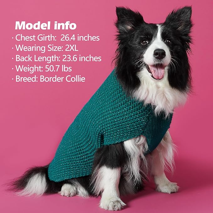 KYEESE Dog Christmas Sweater with Leash Hole for Small Dogs Male Warm Pullover with Reflective Thread Soft Knitwear Boy Dog Clothes Cozy Lightweight Thick Sweater Pet Indoor Outdoor Wear,Green,X-Small