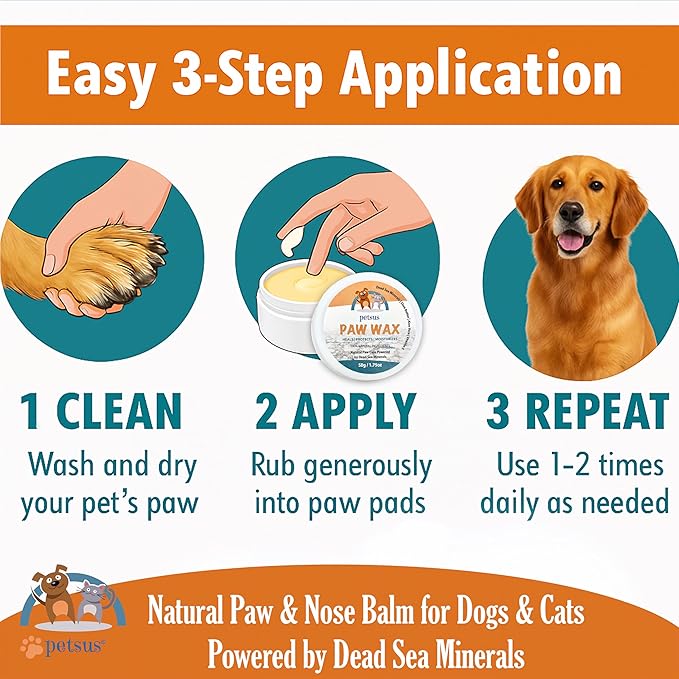 Dog Paw Balm – Lick-Safe Wax & Moisturizer for Dry, Cracked Pads, Nose & Snout – Natural Protection for Winter & Hot Pavement with Dead Sea Minerals, Shea Butter, Coconut Oil – 1.75 oz