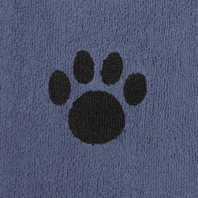 Bone Dry Pet Grooming Microfiber Towel, Embroidered Collection, X-Large,41x23.5", Stonewash Blue