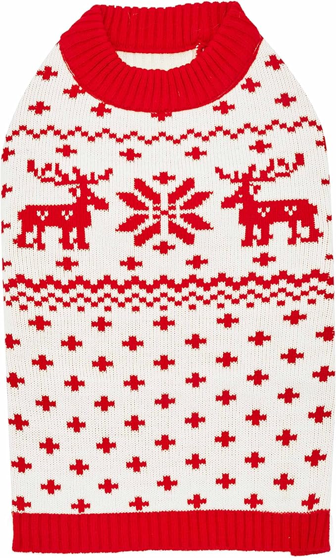 Blueberry Pet Dog Sweater, Christmas Sweater for Dogs, Festive Red Dog Clothes, Holiday Sweater Vest, Dog Christmas Sweater, 22" Back, for Large Dogs, Matching Family Outfit, Durable & Cozy