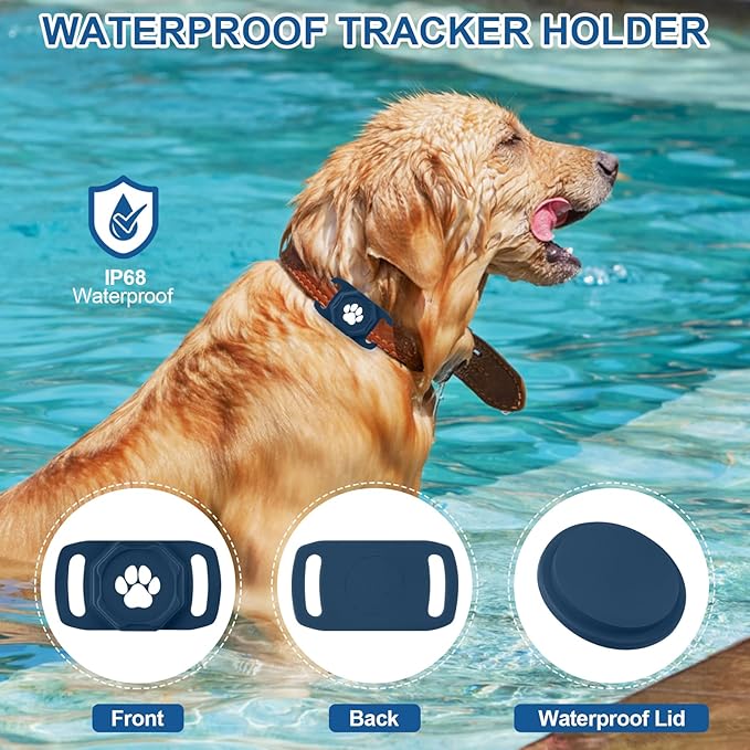 Smart Pet Tracker for Collar - Dog Trackers Pet Location Tracker with Holder, No Monthly Fee, Compatible with Apple Airtag Find My (iOS Only, Not for Android), Anti-Lost Device for Pets, Bag Straps
